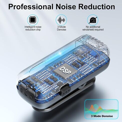 ميكروفون Suifam 2023 اللاسلكي لأجهزة iPhone وiPad مع علبة شحن طويلة الأمد، نطاق نقل 65 قدمًا، و3 أوضاع Denoise لمدونات الفيديو، والمقابلات، وتسجيل الفيديو in Saudi Arabia
