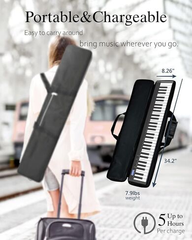 Longeye Piano Keyboard 61 Key Semi Weighted Portable Compact Keyboard Piano for Beginners with Stand, Headphones, Sustain Pedal, Carrying Case, Black in Saudi Arabia