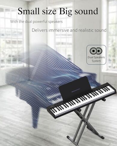 Longeye Piano Keyboard 61 Key Semi Weighted Portable Compact Keyboard Piano for Beginners with Stand, Headphones, Sustain Pedal, Carrying Case, Black in Saudi Arabia