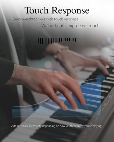 Longeye Piano Keyboard 61 Key Semi Weighted Portable Compact Keyboard Piano for Beginners with Stand, Headphones, Sustain Pedal, Carrying Case, Black in Saudi Arabia