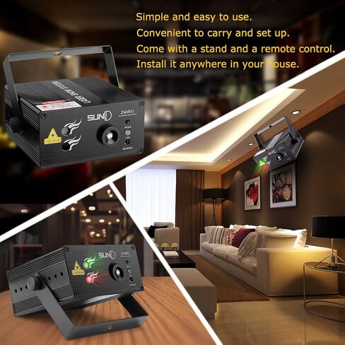 DJ Laser Lights SUNY Music Laser Projector 40 Patterns RG Stage Lighting Blue LED Remote Control Red Green Sound Activated Xmas Party Indoor Family Wedding Decoration Carnival Holiday Bar Disco Show in Kuwait
