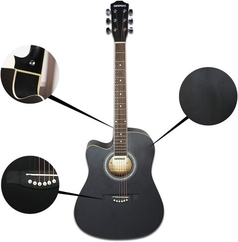 جيتار 12 وتر، جيتار جانيروك 12 وتر صوتي كهربائي، جيتار كوتاواي، حزمة مع حقيبة جيتار، موالف، أوتار، حزام، اختيارات in Kuwait