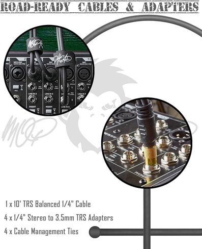 Mackie HM-4 4-Way Headphone Amplifier Bundle with Mophead 10-Foot TRS Cable, 4X 1/4" to 3.5mm Adapter, 4X Cable Ties and Microfiber Cloth in Kuwait
