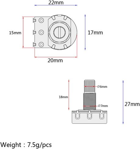 جهاز قياس الجهد للجيتار بعمود مقسم طويل مخرش A25K من Healifty للتحكم في مستوى الصوت والنغمة in Kuwait