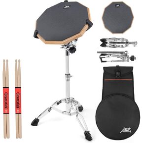 Practice Drum Pad, 12 Inch Exercise Pads Set Mat for Adult Kids with Snare Drums Stand Double Sided Drumsticks in Saudi Arabia