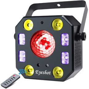 Disco Light DJ Lights, Eyeshot 5 in 1 Stage Light with Magic Ball, Led Par Light Pattern Strobe Light with UV Effect, Remote and DMX Control for Stage & DJ Lighting, Wedding Church Disco Party Lights
