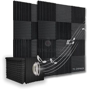 8 Pack Sound Proof Foam Panels | Egg Crate Foam Pad | 7X7X12 Acoustic Panels Self-Adhesive | High Density Soundproof Wall Panels for Home Studio Noise & Thermal Insulation (Black)…