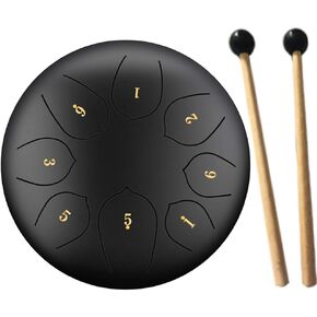 Steel Tongue Drum - 6 inches 8 Notes - Percussion Instrument - with Pouch, Book, Mallets, Finger Picks in Kuwait