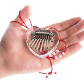 Yahpetes Thumb Piano Mini Kalimba 8 key Crystal Thumb Piano Heart Shape Transparent Finger Piano Marimba Musical Good Accessory Pendant Gift for Beginner(8 Keys Thumb Piano) in Kuwait