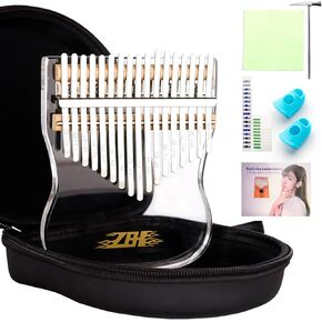 GECKO ZBH أكريليك كاليمبا واضح الإبهام البيانو 17 مفتاح شفاف إصبع البيانو الآلات الموسيقية هدية للأطفال البالغين المبتدئين المحمولة Mbira Sanza مع حقيبة ضبط المطرقة وتعليمات الدراسة in Kuwait