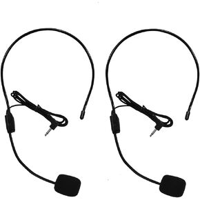 Set of 2 Headset Microphone, Flexible Wired Boom for Voice Amplifier,Teachers, Speakers, Coaches, Presentations, Seniors and More, Black in Kuwait