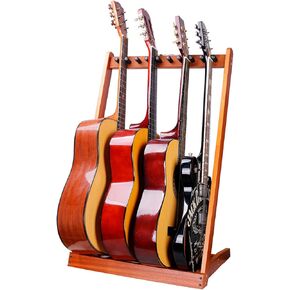 Guitar Stand, Wooden Multiple Guitar Stands,Guitar Display Rack with Felt Pad Pick Slot and Adjustable Foam Wood Stakes,Multiple Guitar Holder for Home or Studio-Black Walnut Wood