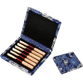 Oboe Reed Case Blue,Protect Against Moisture Wooden Silk Cloth Cover Reed Case Holder Storage Box,6pcs Oboe Reeds Storage​ in Saudi Arabia