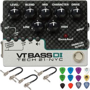 Tech 21 SansAmp Character Series VT Bass DI Bundle with 3 MXR Patch Cables and Dunlop Pick Pack in Saudi Arabia