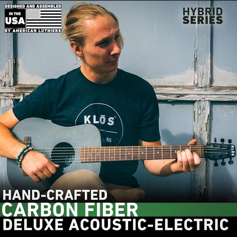 KLOS Travel Deluxe, Durable Carbon Fiber Acoustic Electric Guitar - Black with Gig Bag, Strap, Capo, and more in Saudi Arabia