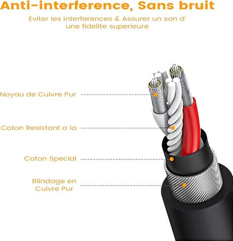 كابل ميكروفون Asmuse 2Pack XLR، سلك ميكروفون متوازن من ذكر إلى أنثى، كابلات ميكروفون متينة ومرنة وعازلة للضوضاء (3 متر/10 قدم، عبوتان) in Kuwait