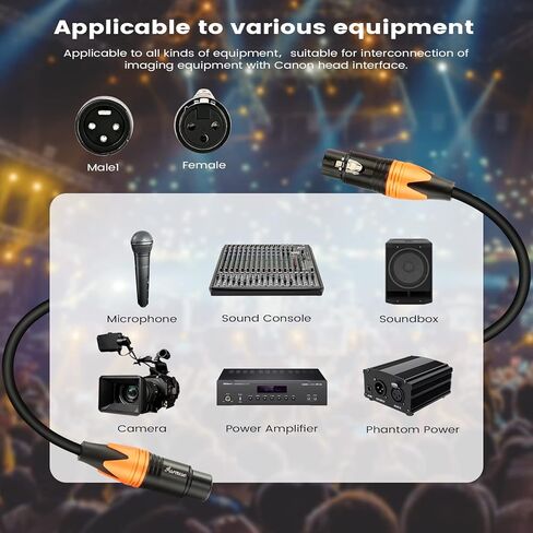 كابل ميكروفون Asmuse 2Pack XLR، سلك ميكروفون متوازن من ذكر إلى أنثى، كابلات ميكروفون متينة ومرنة وعازلة للضوضاء (3 متر/10 قدم، عبوتان) in Kuwait