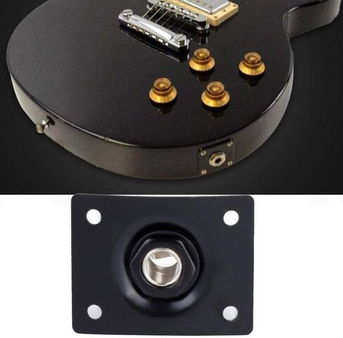 2Pcs Guitar Jack Socket Rec Output Plate Jackplate Socket Cover Replacement With Srews For Lp Style Electric Guitar Bass (Silver, Black)(Black) in Saudi Arabia