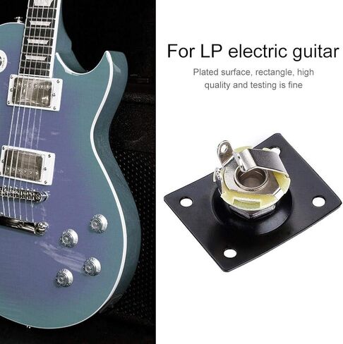 2Pcs Guitar Jack Socket Rec Output Plate Jackplate Socket Cover Replacement With Srews For Lp Style Electric Guitar Bass (Silver, Black)(Black) in Saudi Arabia