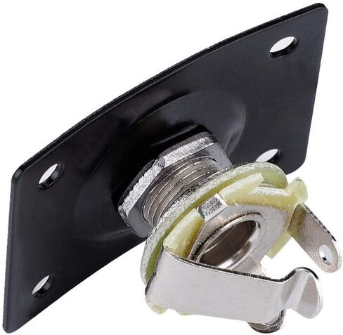 2Pcs Guitar Jack Socket Rec Output Plate Jackplate Socket Cover Replacement With Srews For Lp Style Electric Guitar Bass (Silver, Black)(Black) in Saudi Arabia