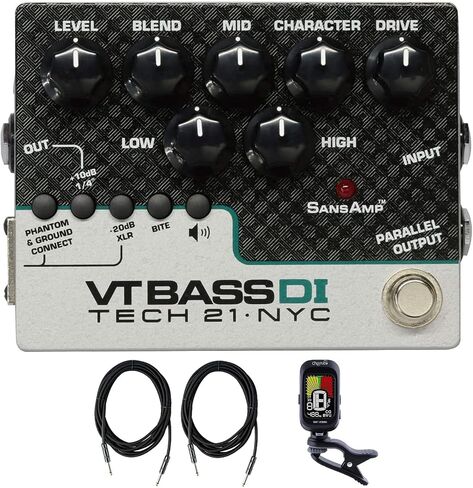 Briskdrop Tech 21 SansAmp Character Series VT Bass DI Bundle with 2 Instrument Cables and Tuner in Saudi Arabia