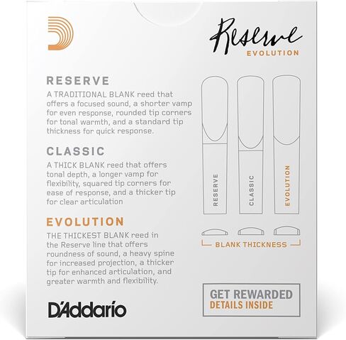 D'Addario Woodwinds Reserve Evolution Bb Clarinet Reeds, Strength 4.0, 10-Pack in Saudi Arabia