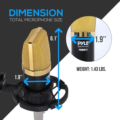 Pyle PDMIC71 Condenser Microphone Bundle, 3.5 mm Recording Microphone, Shock Mount Plug and Play,Computer Microphone, Podcast, Recording, Studio Vocal, YouTube in Saudi Arabia