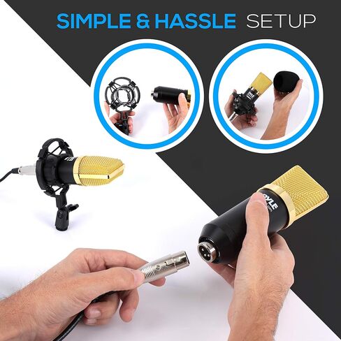 Pyle PDMIC71 Condenser Microphone Bundle, 3.5 mm Recording Microphone, Shock Mount Plug and Play,Computer Microphone, Podcast, Recording, Studio Vocal, YouTube in Saudi Arabia