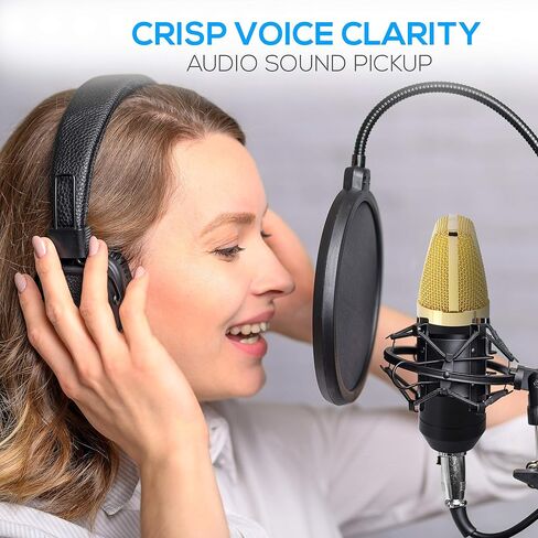 Pyle PDMIC71 Condenser Microphone Bundle, 3.5 mm Recording Microphone, Shock Mount Plug and Play,Computer Microphone, Podcast, Recording, Studio Vocal, YouTube in Saudi Arabia