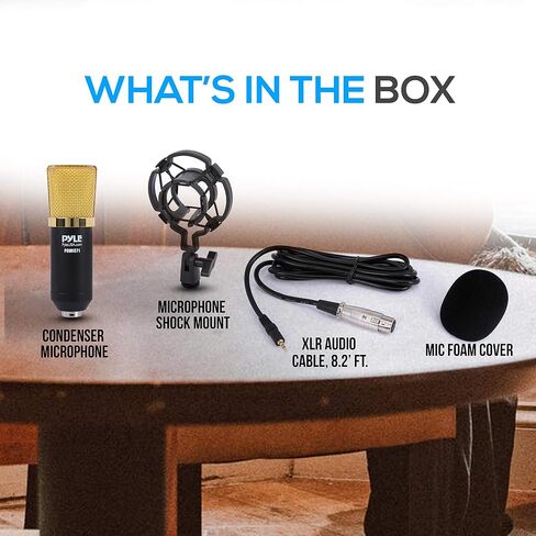 Pyle PDMIC71 Condenser Microphone Bundle, 3.5 mm Recording Microphone, Shock Mount Plug and Play,Computer Microphone, Podcast, Recording, Studio Vocal, YouTube in Saudi Arabia