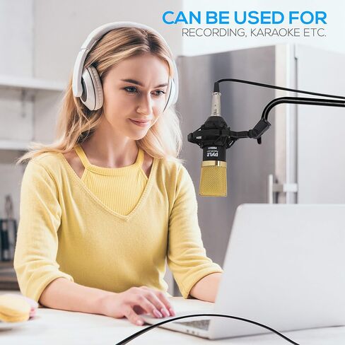Pyle PDMIC71 Condenser Microphone Bundle, 3.5 mm Recording Microphone, Shock Mount Plug and Play,Computer Microphone, Podcast, Recording, Studio Vocal, YouTube in Saudi Arabia