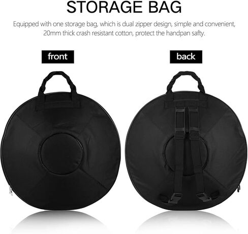 طقم طبول LingTing Handpan مقاس 22 بوصة D Minor Steel Hand Drum مع حقيبة يد ناعمة، 2 مطرقة يدوية، حامل يدوي، قطعة قماش خالية من الغبار (ذهبي رمادي، 10 ملاحظات) in Kuwait
