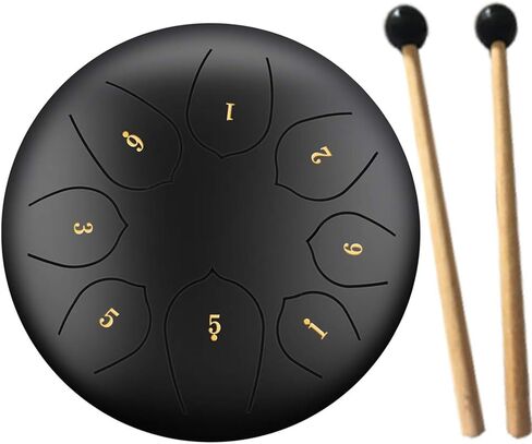 Steel Tongue Drum - 6 inches 8 Notes - Percussion Instrument - with Pouch, Book, Mallets, Finger Picks in Kuwait
