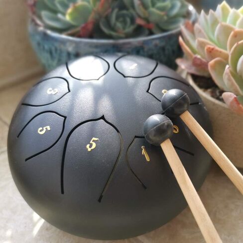 Steel Tongue Drum - 6 inches 8 Notes - Percussion Instrument - with Pouch, Book, Mallets, Finger Picks in Kuwait