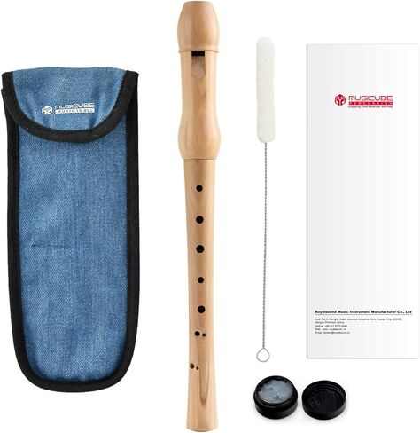 MUSICUBE Soprano Recorder Instrument for Kids Adults Baroque Maple Wood Recorder with Clean Kit and Storage Bag Musical Instrument Kit Beginner and Students Friendly in Saudi Arabia