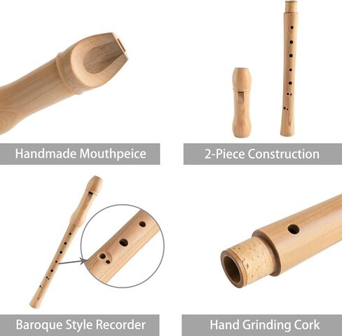 MUSICUBE Soprano Recorder Instrument for Kids Adults Baroque Maple Wood Recorder with Clean Kit and Storage Bag Musical Instrument Kit Beginner and Students Friendly in Saudi Arabia