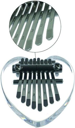 قلادة من Yahpetes إبهام بيانو صغير كاليمبا 8 مفتاح كريستال الإبهام على شكل قلب البيانو إصبع شفاف بيانو ماريمبا الموسيقى هدية رائعة للمبتدئين (8 مفاتيح بيانو الإبهام) in Kuwait