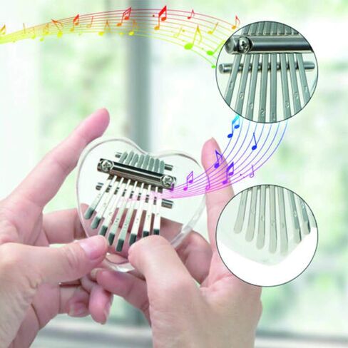 قلادة من Yahpetes إبهام بيانو صغير كاليمبا 8 مفتاح كريستال الإبهام على شكل قلب البيانو إصبع شفاف بيانو ماريمبا الموسيقى هدية رائعة للمبتدئين (8 مفاتيح بيانو الإبهام) in Kuwait