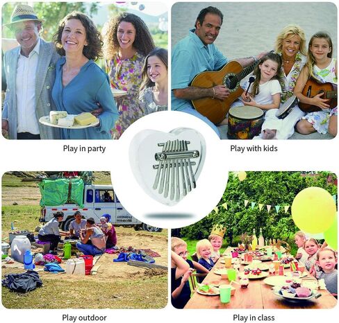 قلادة من Yahpetes إبهام بيانو صغير كاليمبا 8 مفتاح كريستال الإبهام على شكل قلب البيانو إصبع شفاف بيانو ماريمبا الموسيقى هدية رائعة للمبتدئين (8 مفاتيح بيانو الإبهام) in Kuwait