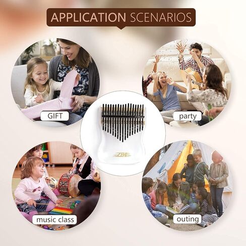 GECKO ZBH أكريليك كاليمبا واضح الإبهام البيانو 17 مفتاح شفاف إصبع البيانو الآلات الموسيقية هدية للأطفال البالغين المبتدئين المحمولة Mbira Sanza مع حقيبة ضبط المطرقة وتعليمات الدراسة in Kuwait