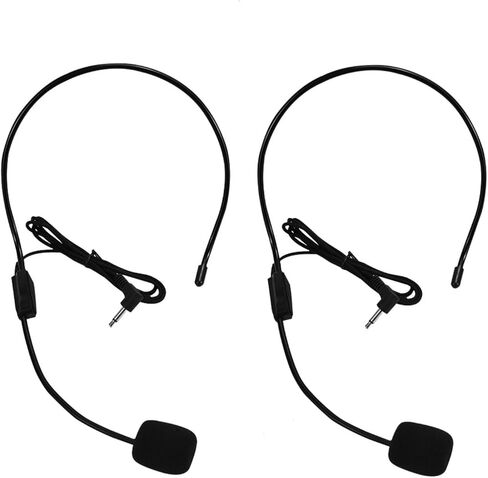 Set of 2 Headset Microphone, Flexible Wired Boom for Voice Amplifier,Teachers, Speakers, Coaches, Presentations, Seniors and More, Black in Kuwait