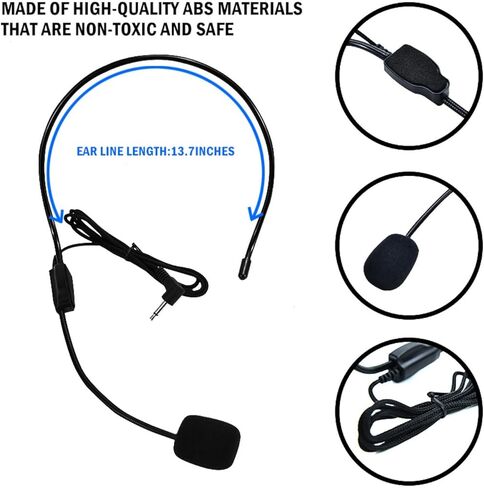 Set of 2 Headset Microphone, Flexible Wired Boom for Voice Amplifier,Teachers, Speakers, Coaches, Presentations, Seniors and More, Black in Kuwait