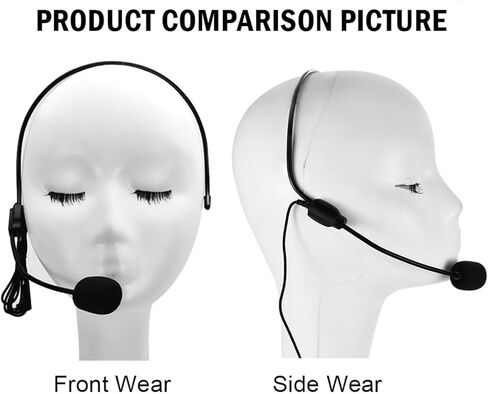 Set of 2 Headset Microphone, Flexible Wired Boom for Voice Amplifier,Teachers, Speakers, Coaches, Presentations, Seniors and More, Black in Kuwait