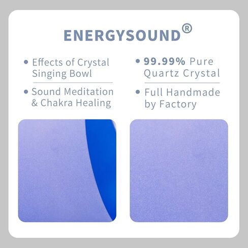 ENERGYSOUND 432Hz Perfect Pitch G Note Throat Chakra Blue Colored Frosted Quartz Crystal Singing Bowl 10 inch carrier one rubber mallet and one o-ring included in Saudi Arabia