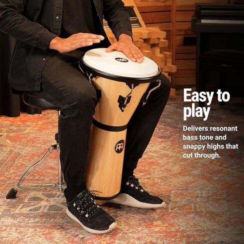 أداة Meinl Percussion Djembe ذات الطبلة الدائرية، سلسلة بطانة الرأس من الخشب الصلب - غير مصنوعة في الصين - رأس من جلد الماعز سهل الضبط، ضمان لمدة عامين (HDJ500VWB-M) in Saudi Arabia