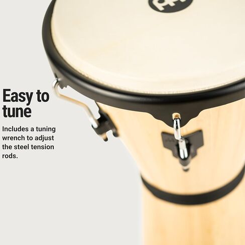 أداة Meinl Percussion Djembe ذات الطبلة الدائرية، سلسلة بطانة الرأس من الخشب الصلب - غير مصنوعة في الصين - رأس من جلد الماعز سهل الضبط، ضمان لمدة عامين (HDJ500VWB-M) in Saudi Arabia