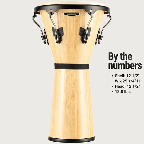 أداة Meinl Percussion Djembe ذات الطبلة الدائرية، سلسلة بطانة الرأس من الخشب الصلب - غير مصنوعة في الصين - رأس من جلد الماعز سهل الضبط، ضمان لمدة عامين (HDJ500VWB-M) in Saudi Arabia