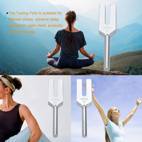 Angel Tuning Forks Set - 4096 Hz, 4160 Hz, 4225 Hz for Sound Healing, Musical Instrument, Therapy, with Wooden Hammer and Soft Storage Bag(Colorful) in Saudi Arabia