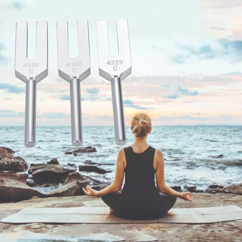 Angel Tuning Forks Set - 4096 Hz, 4160 Hz, 4225 Hz for Sound Healing, Musical Instrument, Therapy, with Wooden Hammer and Soft Storage Bag(Colorful) in Saudi Arabia