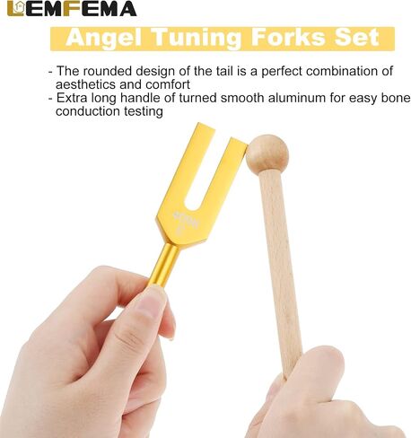 Angel Tuning Forks Set - 4096 Hz, 4160 Hz, 4225 Hz for Sound Healing, Musical Instrument, Therapy, with Wooden Hammer and Soft Storage Bag(Colorful) in Saudi Arabia